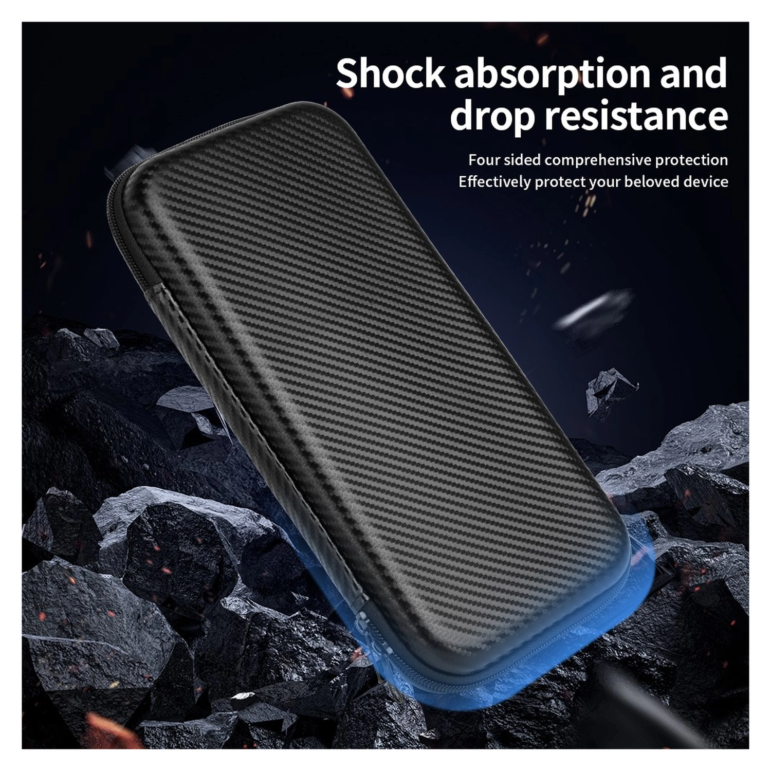 Nintendo Switch 2 Hoesje Opberghoes Carbon Fiber Travel Case Zwart afbeelding 3