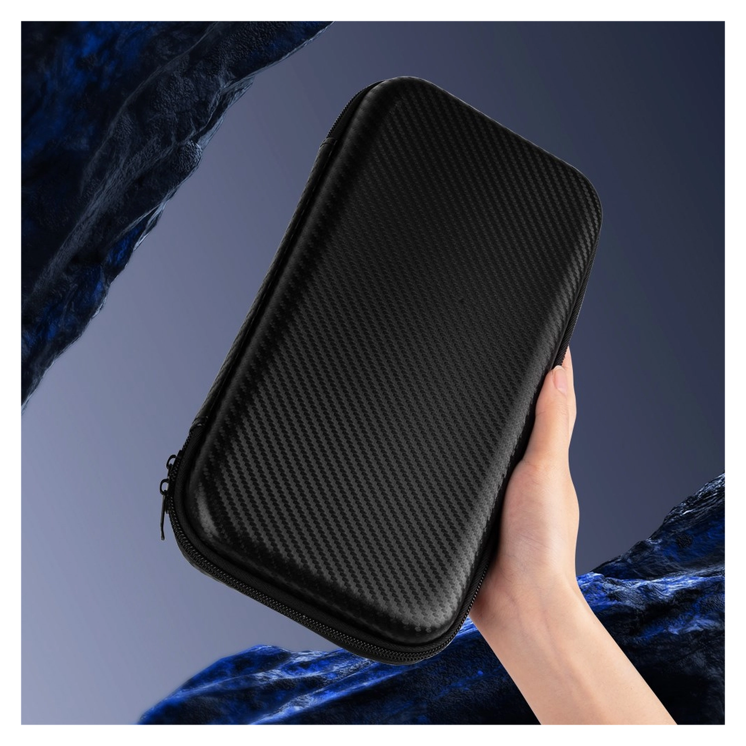 Nintendo Switch 2 Hoesje Opberghoes Carbon Fiber Travel Case Zwart afbeelding 8