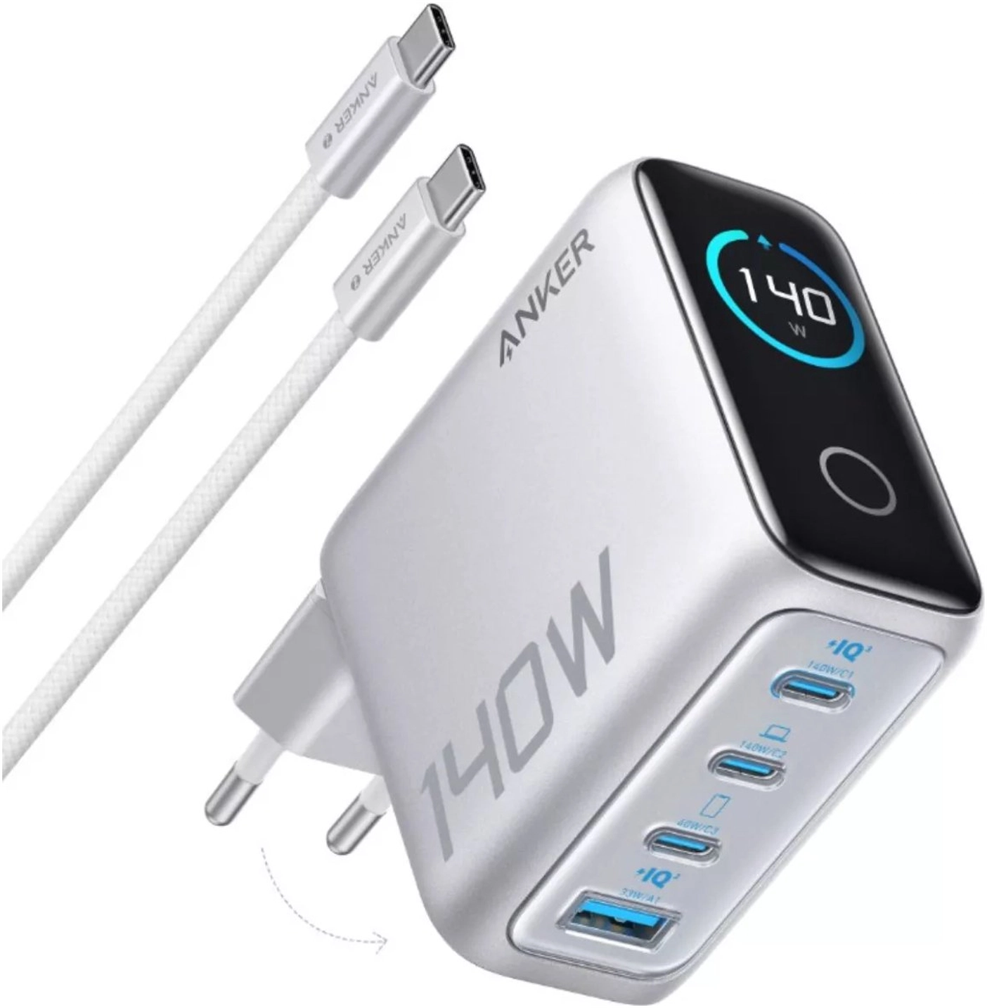 Anker Zolo (140W) USB-C Oplader GaN Snellader voor MacBook/Laptop Zilver afbeelding 7