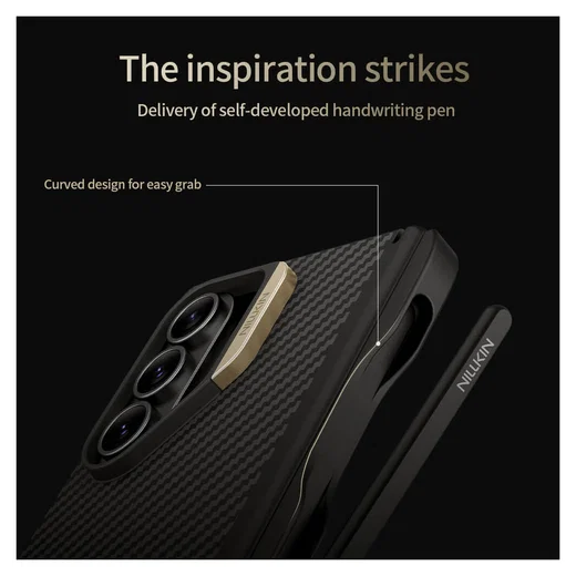 Nillkin Synthetic Fiber Pro Samsung Galaxy Z Fold 7 Hoesje met Pen MagSafe Zwart afbeelding 4