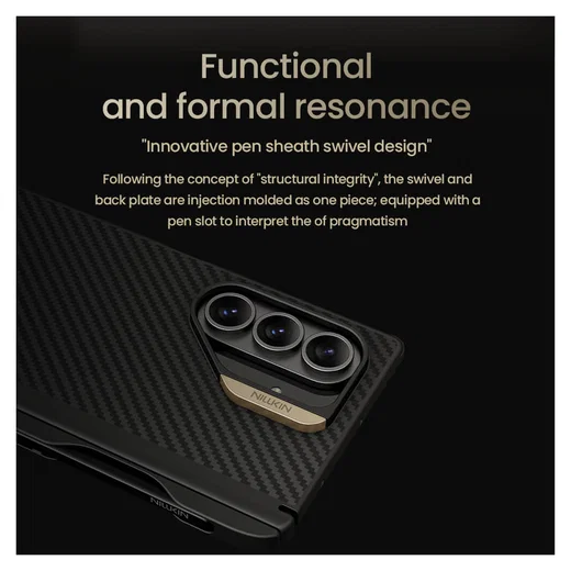 Nillkin Synthetic Fiber Pro Samsung Galaxy Z Fold 7 Hoesje met Pen MagSafe Zwart afbeelding 8