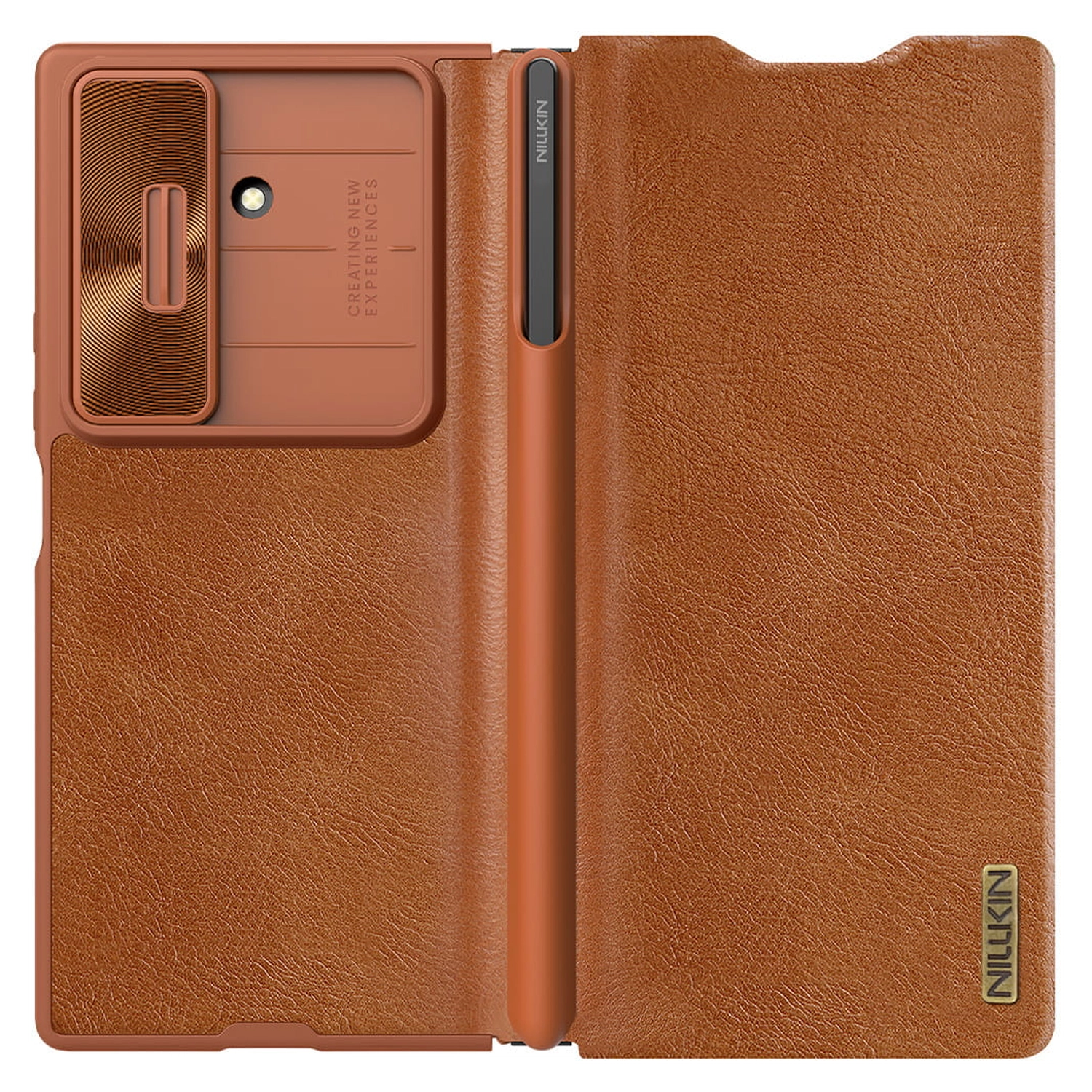 Nillkin Qin Leather Samsung Galaxy Z Fold 7 Hoesje Book Case Pen Edition Bruin afbeelding 1