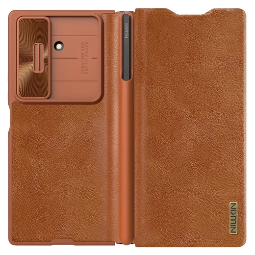 Nillkin Qin Leather Samsung Galaxy Z Fold 7 Hoesje Book Case Pen Edition Bruin afbeelding 1