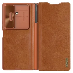 Nillkin Qin Leather Samsung Galaxy Z Fold 7 Hoesje Book Case Pen Edition Bruin afbeelding