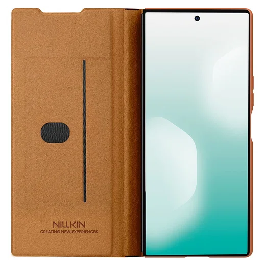 Nillkin Qin Leather Samsung Galaxy Z Fold 7 Hoesje Book Case Pen Edition Bruin afbeelding 2