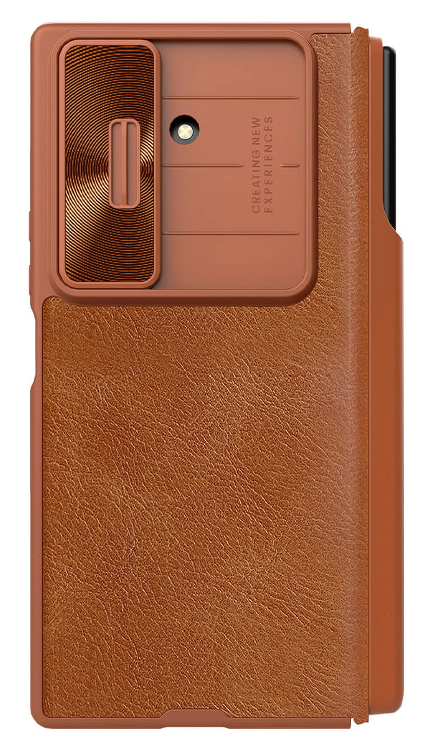 Nillkin Qin Leather Samsung Galaxy Z Fold 7 Hoesje Book Case Pen Edition Bruin afbeelding 3