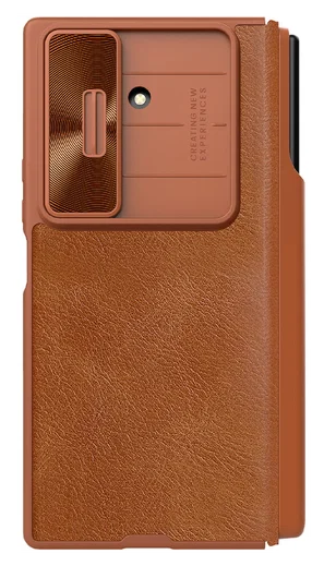 Nillkin Qin Leather Samsung Galaxy Z Fold 7 Hoesje Book Case Pen Edition Bruin afbeelding 3