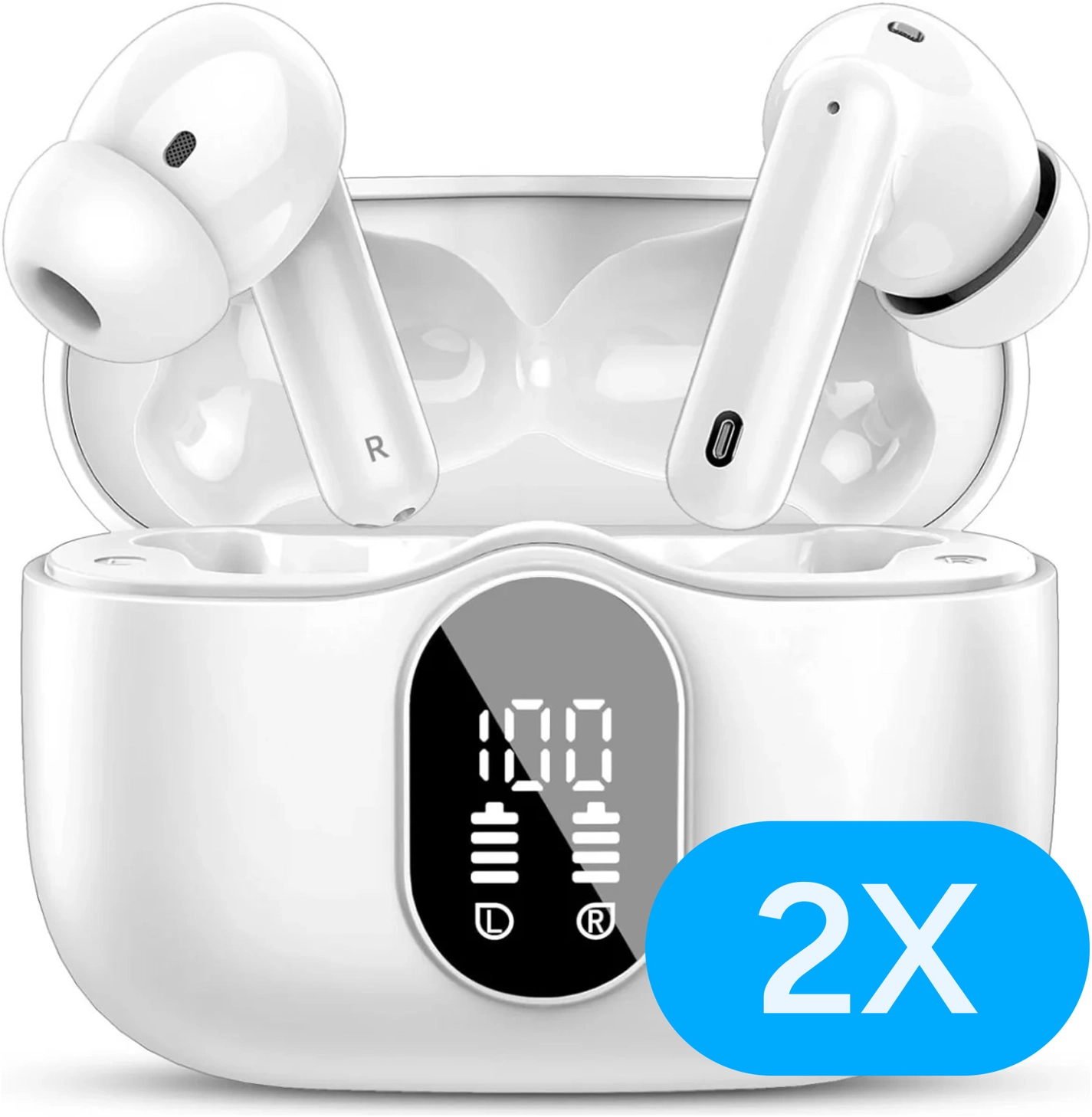 Duo Pack SBG Draadloze Oordopjes met Bluetooth Noise Cancelling Wit afbeelding 2