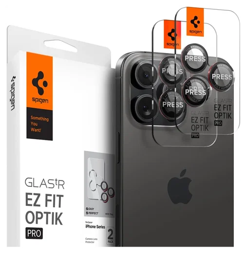 Spigen Optik Pro iPhone 16 Pro (Max)/15 Pro (Max) Camera Protector Rood 2-Pack afbeelding 1
