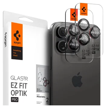 Spigen Optik Pro iPhone 16 Pro (Max)/15 Pro (Max) Camera Protector Rood 2-Pack