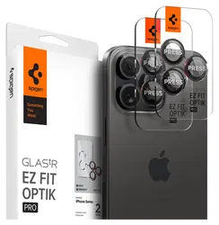 Spigen Optik Pro iPhone 16 Pro (Max)/15 Pro (Max) Camera Protector Rood 2-Pack afbeelding