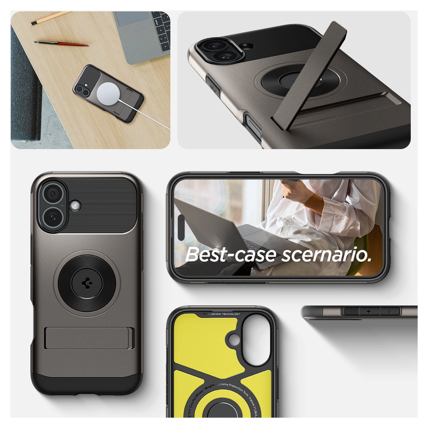 Spigen Slim Armor MagFit Apple iPhone 16 Plus Hoesje MagSafe Gunmetal afbeelding 3