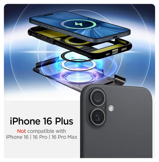 Spigen Slim Armor MagFit Apple iPhone 16 Plus Hoesje MagSafe Gunmetal afbeelding 8