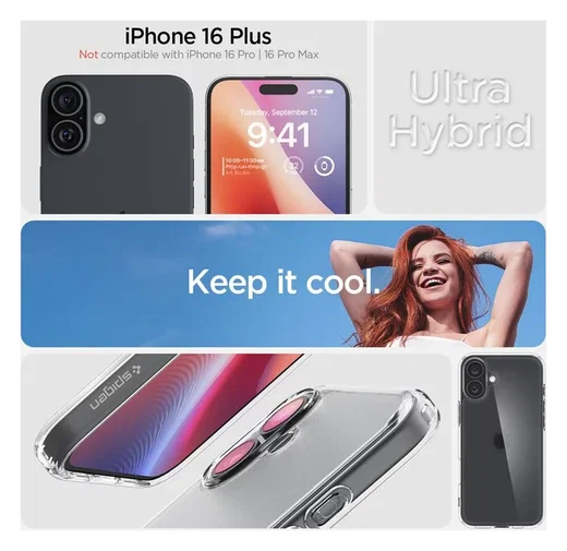 Spigen Ultra Hybrid Apple iPhone 16 Plus Hoesje Back Cover Frost Transparant afbeelding 6