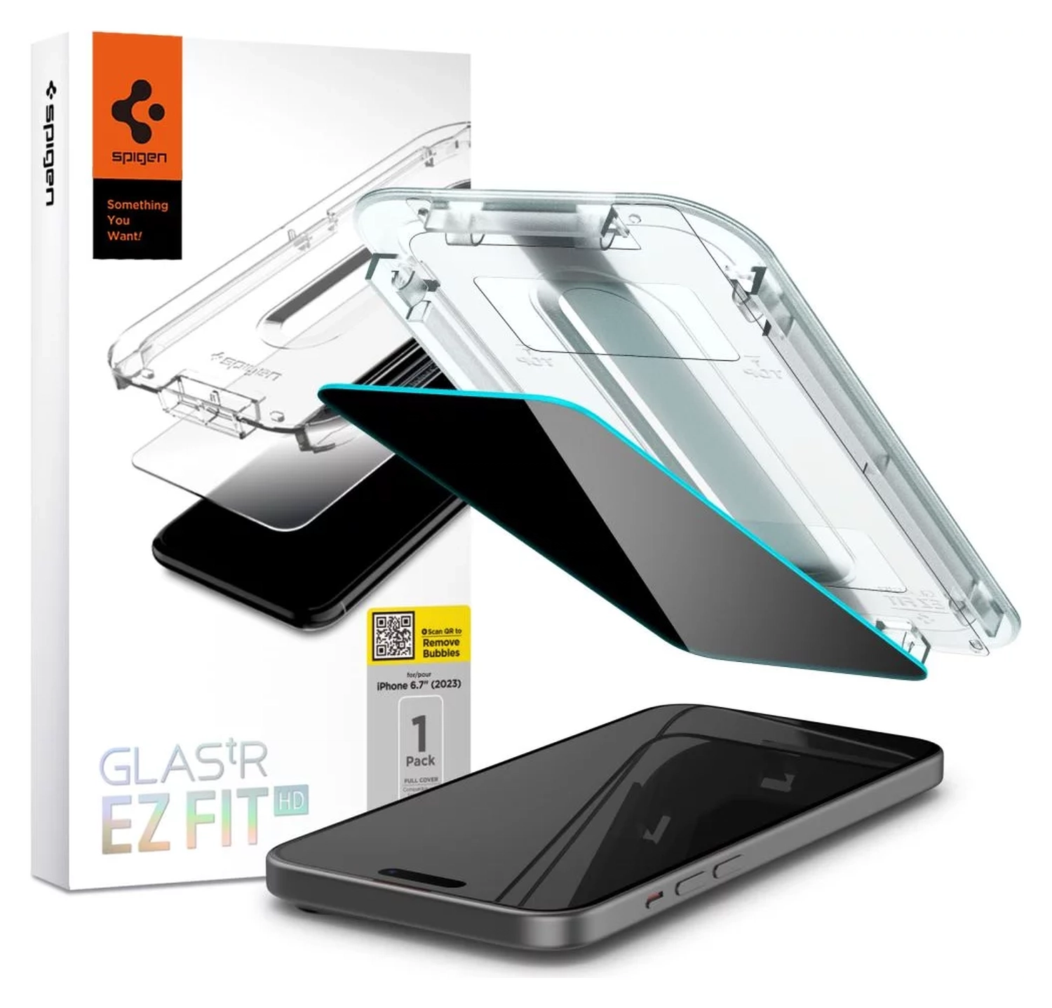 Spigen EZ Fit GLAS.tR Apple iPhone 15 Plus Privacy Glass 1-Pack afbeelding 1
