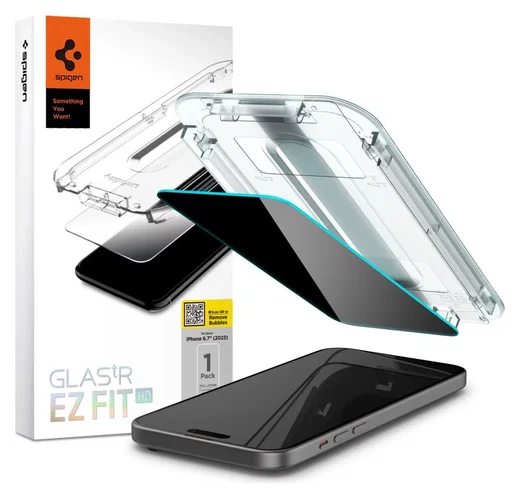 Spigen EZ Fit GLAS.tR Apple iPhone 15 Plus Privacy Glass 1-Pack afbeelding 1