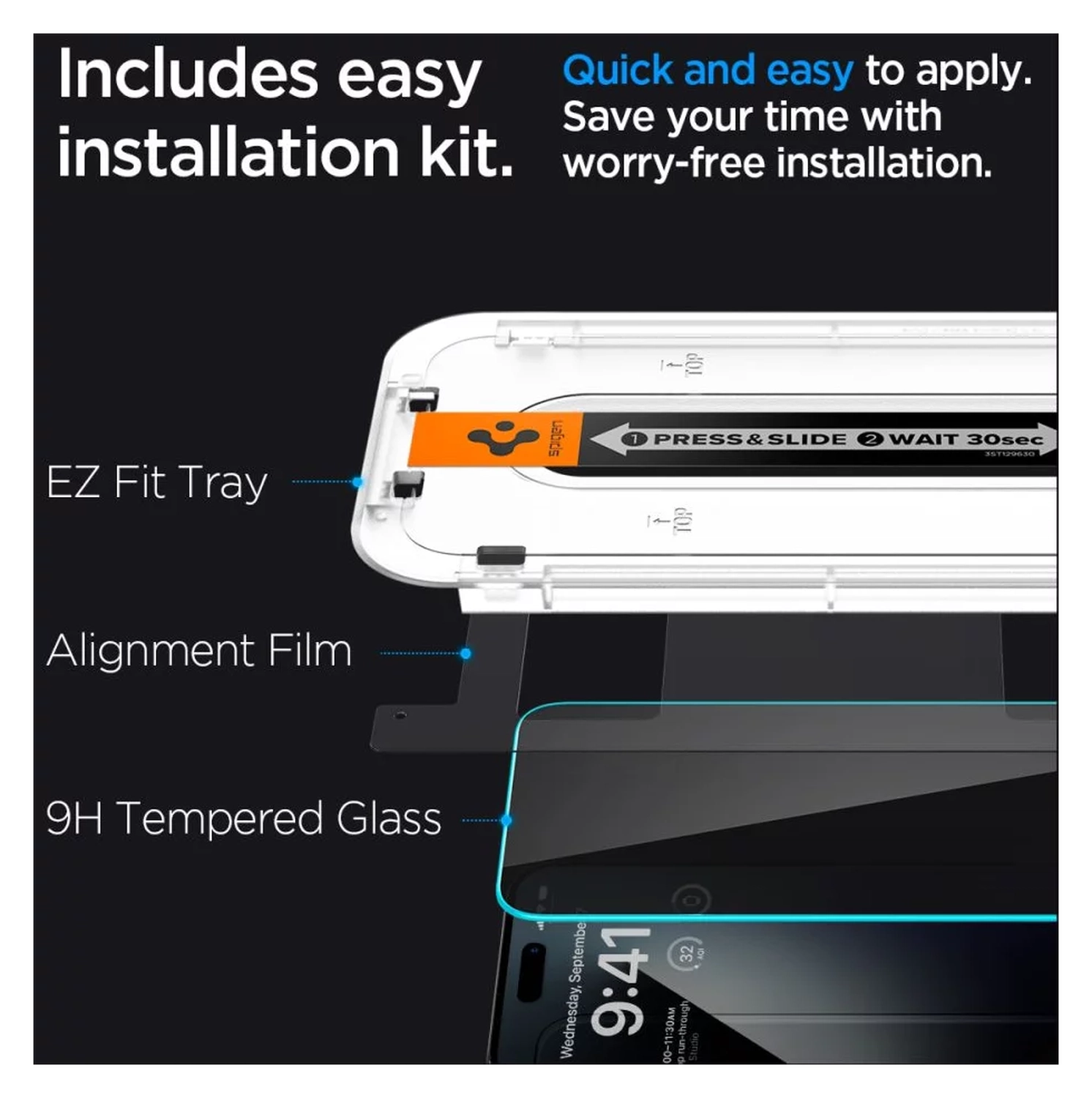Spigen EZ Fit GLAS.tR Apple iPhone 15 Plus Privacy Glass 1-Pack afbeelding 3