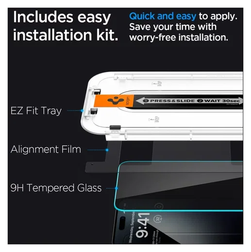 Spigen EZ Fit GLAS.tR Apple iPhone 15 Plus Privacy Glass 1-Pack afbeelding 3