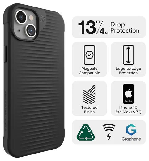 ZAGG Luxe Apple iPhone 15 Pro Max Hoesje Back Cover 3M Valbescherming Zwart afbeelding 4