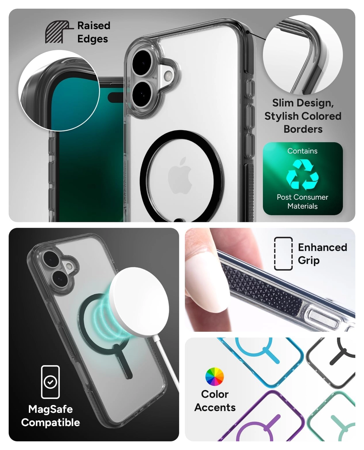 ZAGG Santa Cruz Snap Apple iPhone 16 Hoesje MagSafe Back Cover Transparant Zwart afbeelding 4