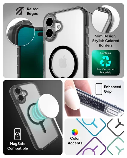 ZAGG Santa Cruz Snap Apple iPhone 16 Hoesje MagSafe Back Cover Transparant Zwart afbeelding 4