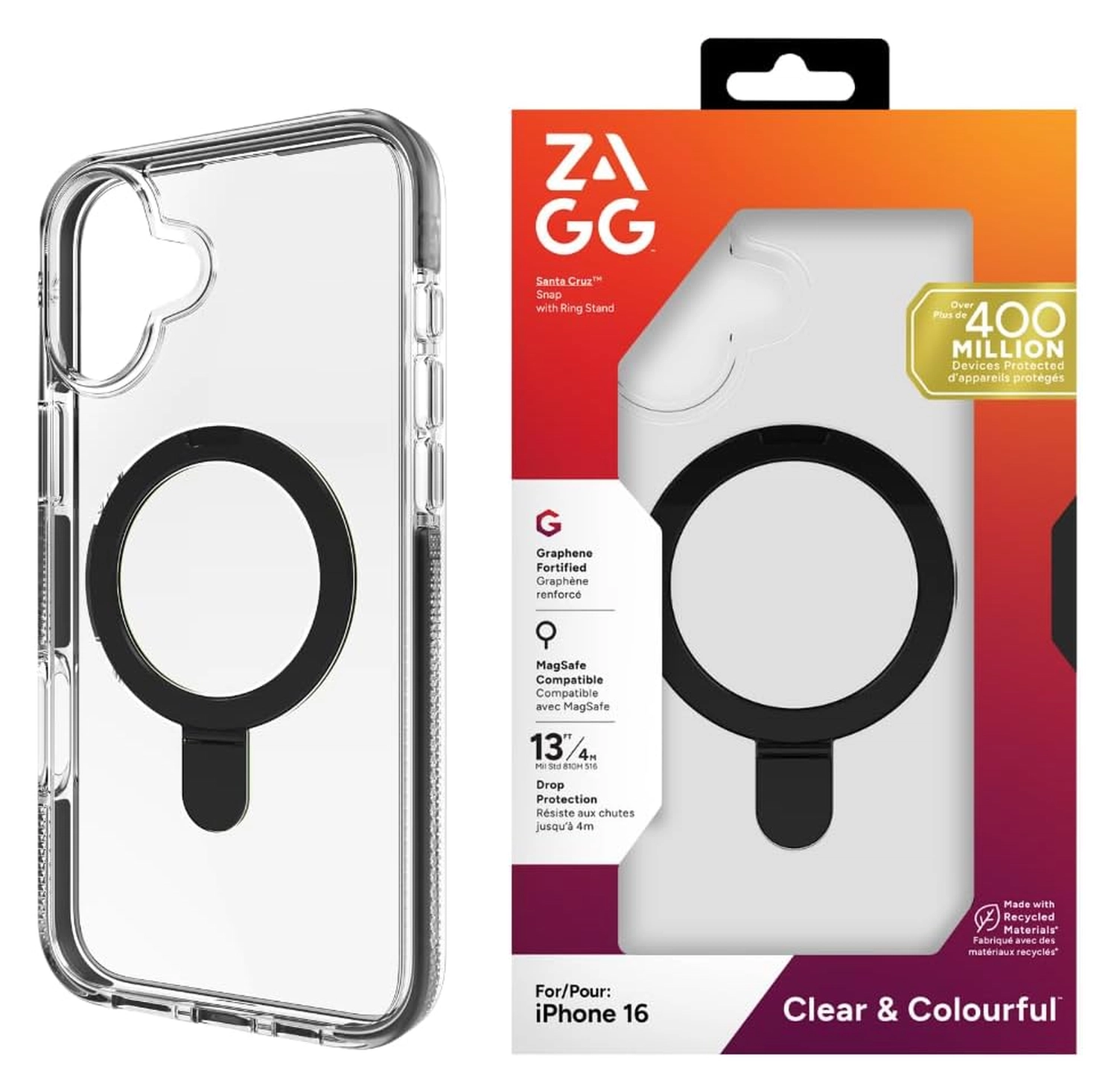 ZAGG Santa Cruz Snap Apple iPhone 16 Hoesje MagSafe Back Cover Transparant Zwart afbeelding 5