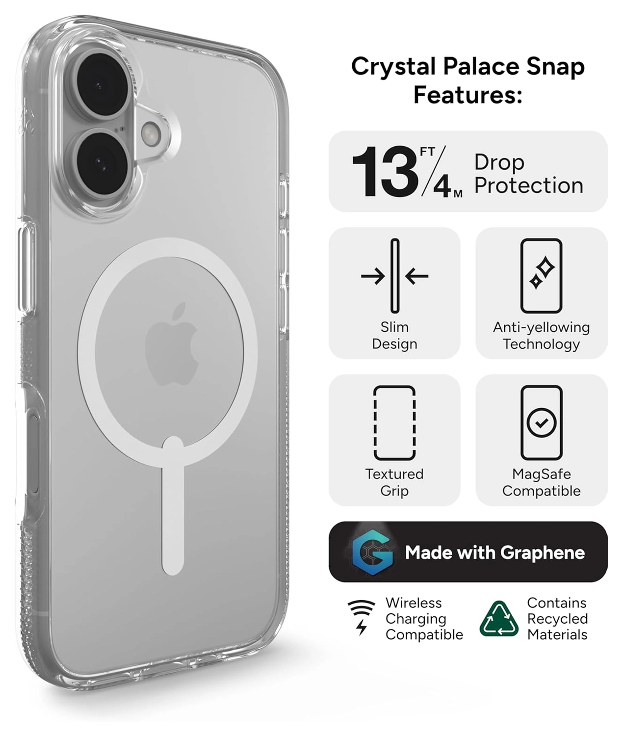ZAGG Crystal Palace Snap Apple iPhone 16 Hoesje MagSafe Back Cover Transparant afbeelding 2