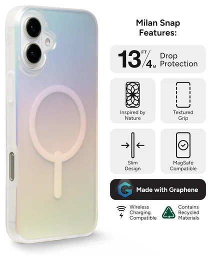 ZAGG Milan Snap Apple iPhone 16 Plus Hoesje MagSafe Back Cover Iridescent afbeelding 2