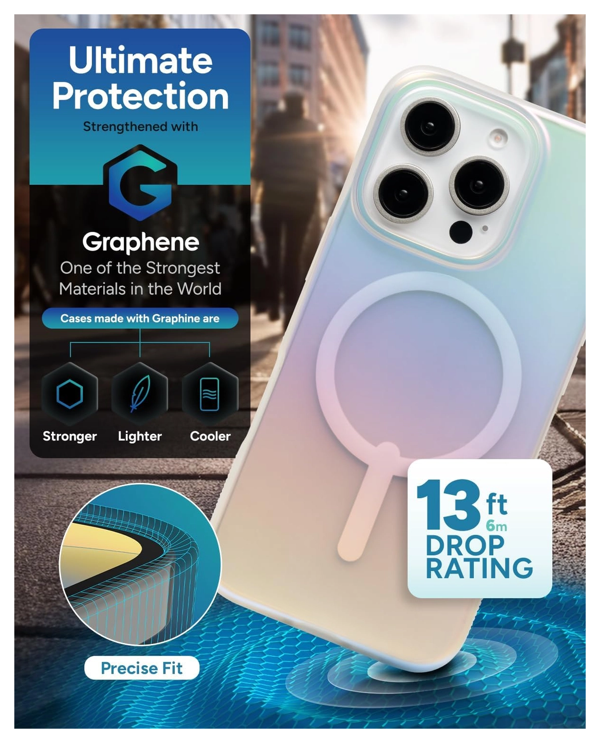 ZAGG Milan Snap Apple iPhone 16 Plus Hoesje MagSafe Back Cover Iridescent afbeelding 3