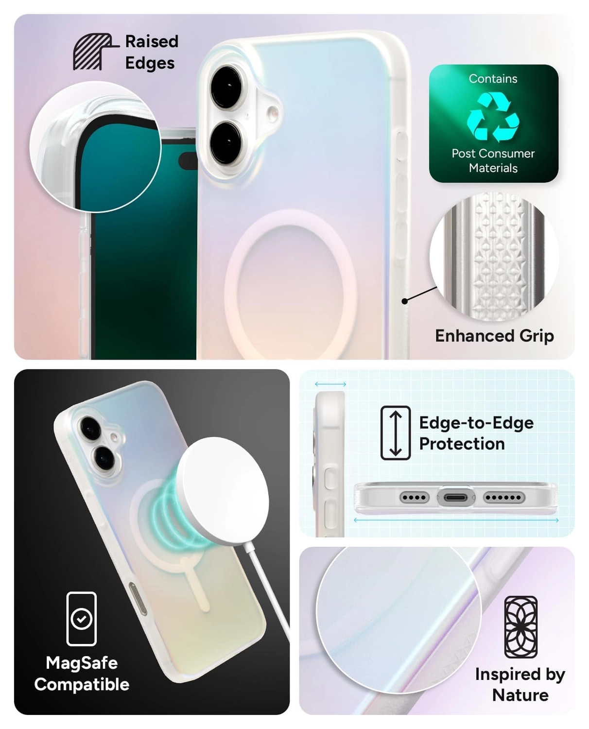 ZAGG Milan Snap Apple iPhone 16 Plus Hoesje MagSafe Back Cover Iridescent afbeelding 4