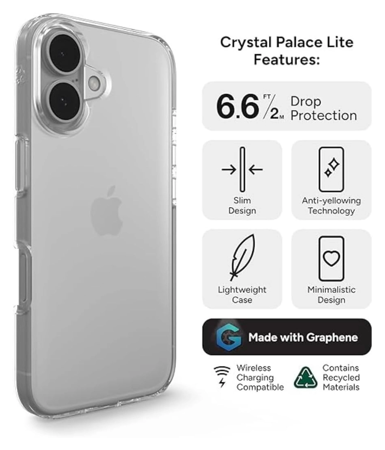ZAGG Crystal Palace Apple iPhone 16 Plus Hoesje 4M DropProof Transparant afbeelding 2