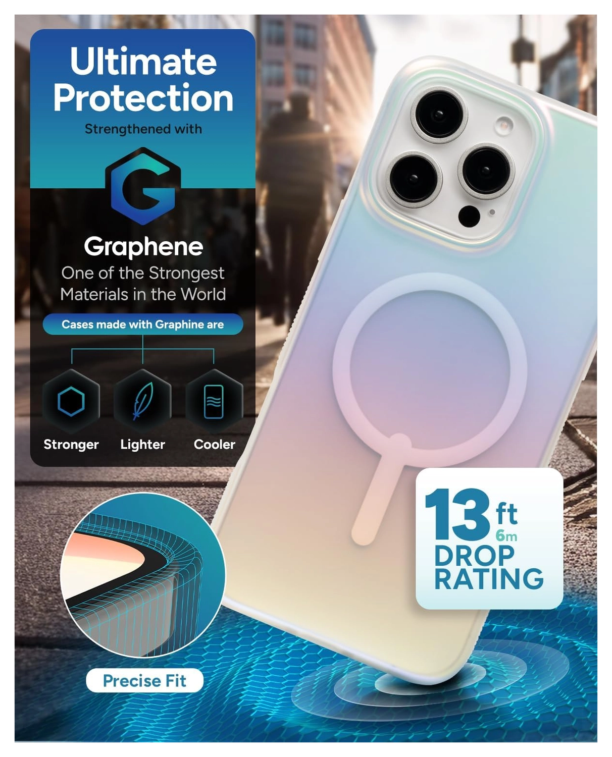 ZAGG Milan Snap Apple iPhone 16 Pro Max Hoesje MagSafe Back Cover Iridescent afbeelding 3