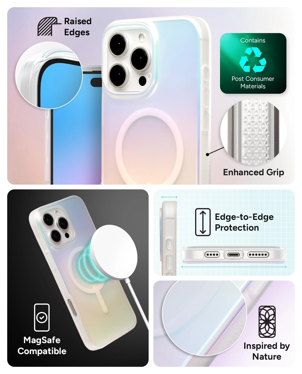 ZAGG Milan Snap Apple iPhone 16 Pro Max Hoesje MagSafe Back Cover Iridescent afbeelding 4