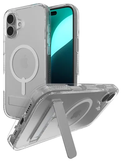 ZAGG Crystal Palace Snap Kickstand iPhone 16 Plus Hoesje MagSafe Transparant afbeelding 1