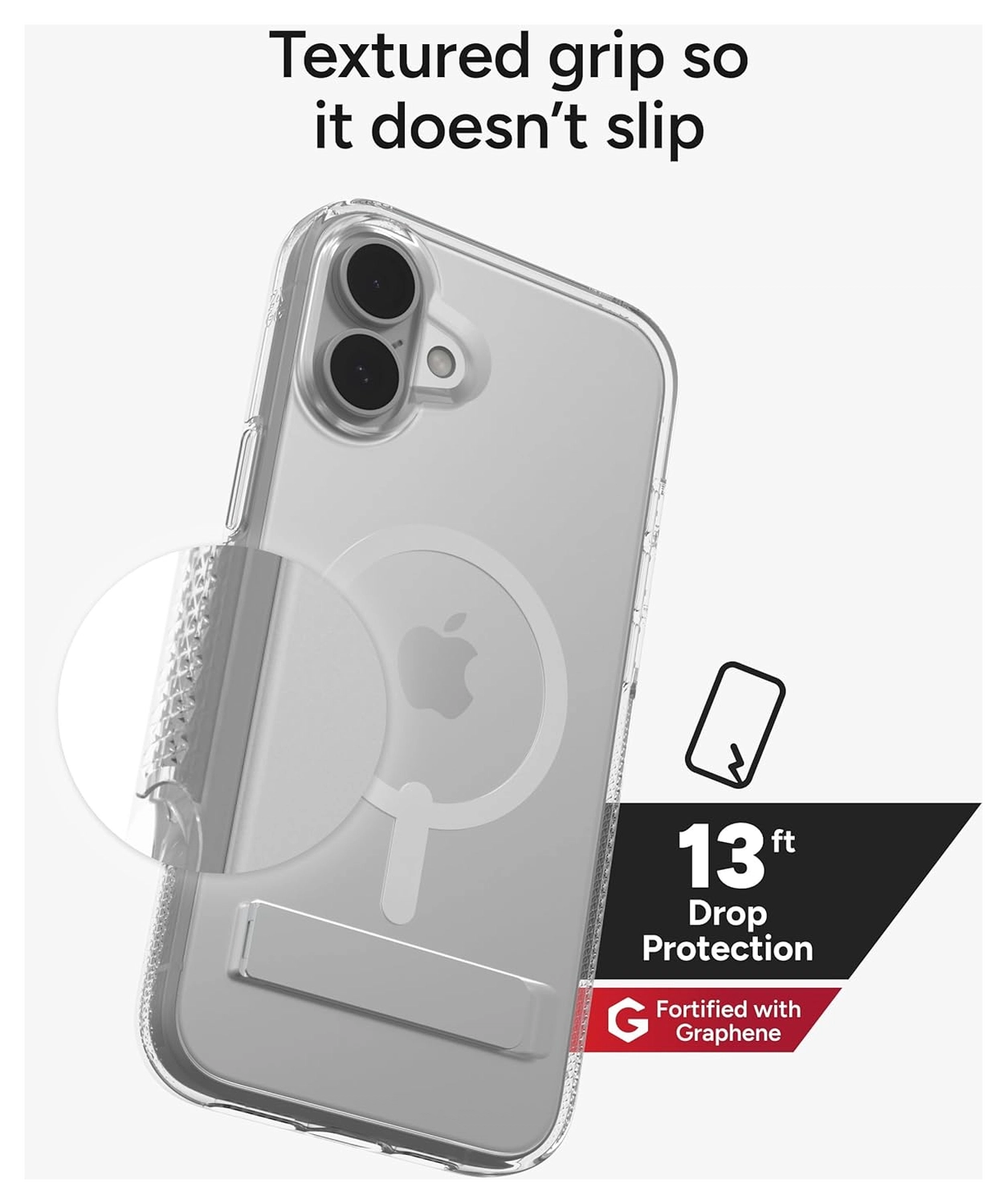 ZAGG Crystal Palace Snap Kickstand iPhone 16 Plus Hoesje MagSafe Transparant afbeelding 3