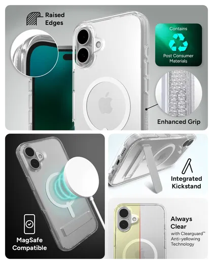 ZAGG Crystal Palace Snap Kickstand iPhone 16 Plus Hoesje MagSafe Transparant afbeelding 4