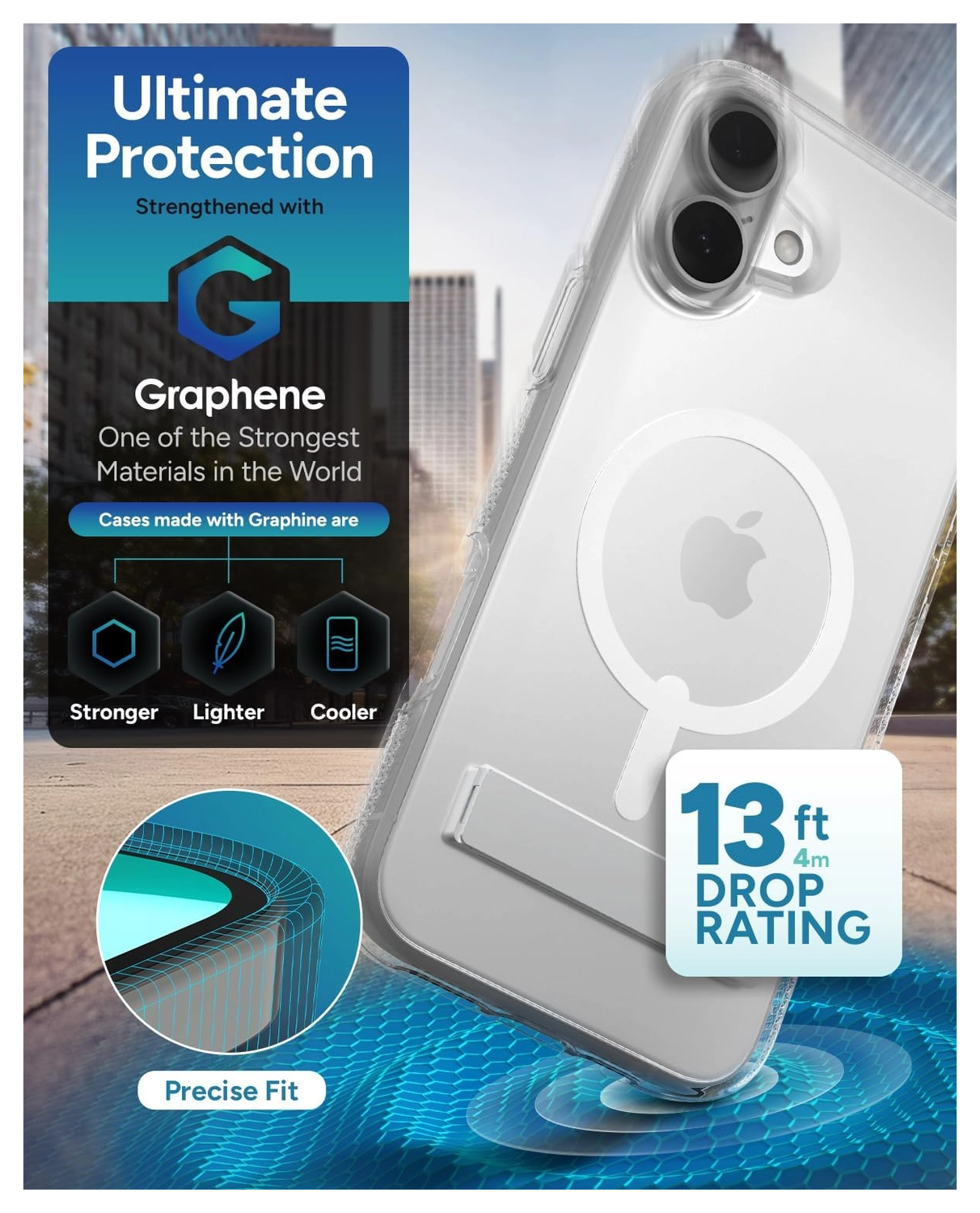 ZAGG Crystal Palace Snap Kickstand iPhone 16 Plus Hoesje MagSafe Transparant afbeelding 5