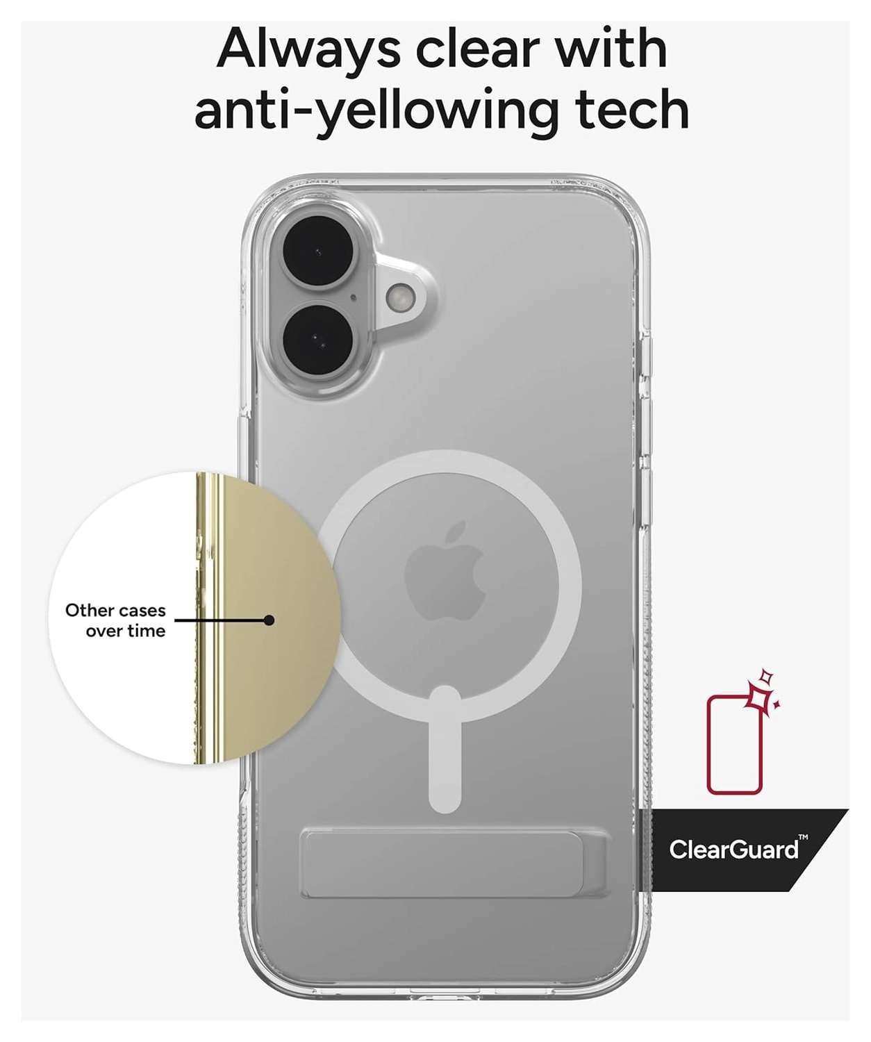 ZAGG Crystal Palace Snap Kickstand iPhone 16 Plus Hoesje MagSafe Transparant afbeelding 6