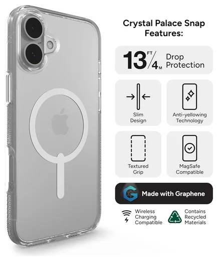 ZAGG Crystal Palace Snap iPhone 16 Plus Hoesje MagSafe Back Cover Transparant afbeelding 2