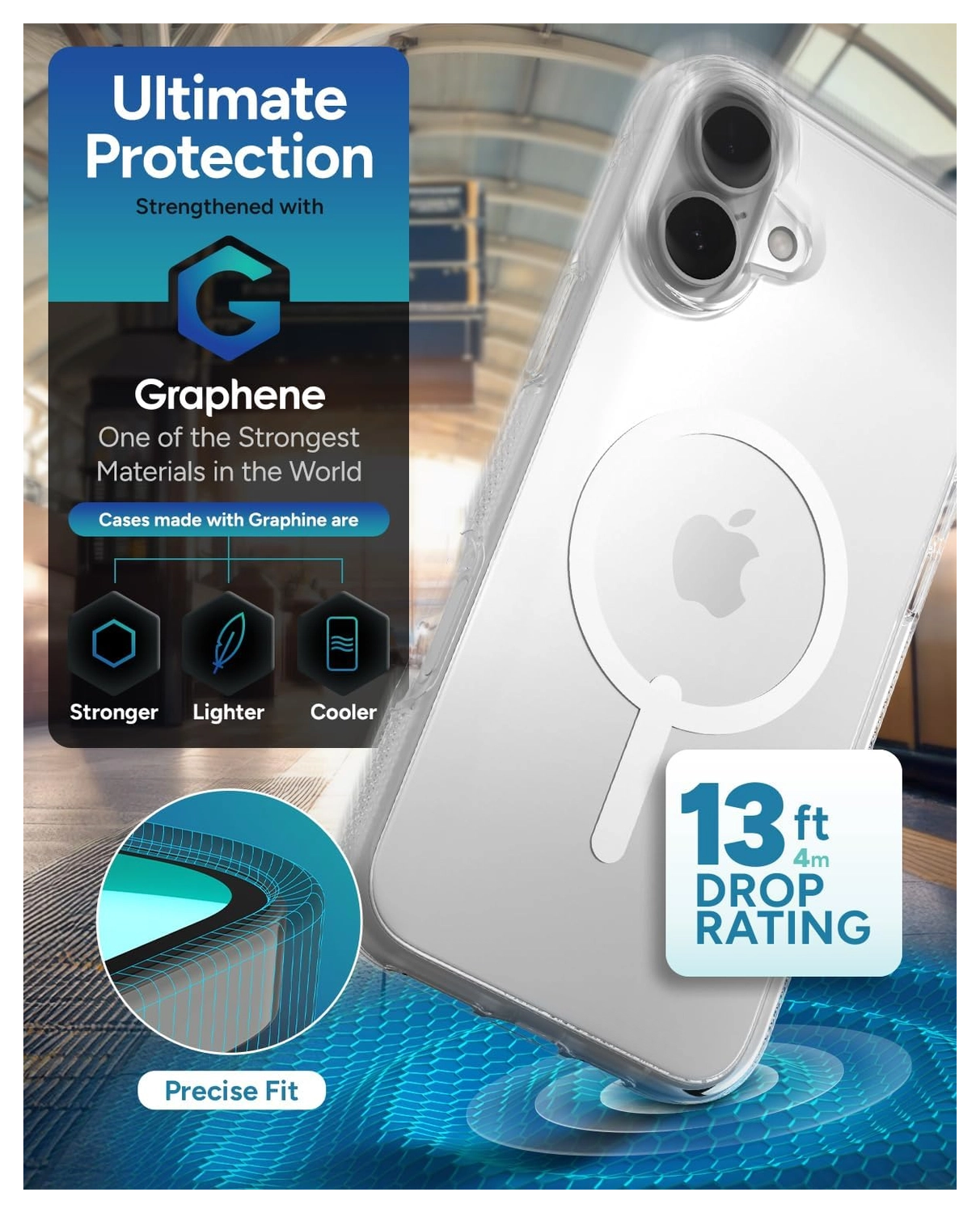 ZAGG Crystal Palace Snap iPhone 16 Plus Hoesje MagSafe Back Cover Transparant afbeelding 3