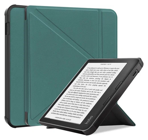 Kobo Libra Colour / Libra 2 Hoes Origami Book Case met Standaard Groen afbeelding 1