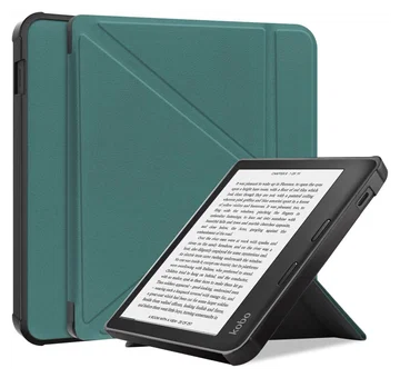 Kobo Libra Colour / Libra 2 Hoes Origami Book Case met Standaard Groen