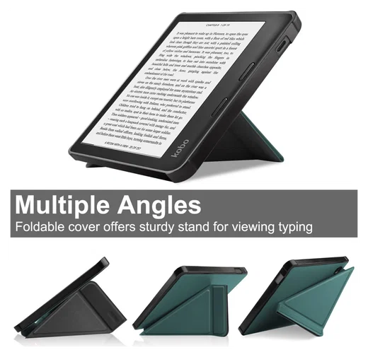 Kobo Libra Colour / Libra 2 Hoes Origami Book Case met Standaard Groen afbeelding 4