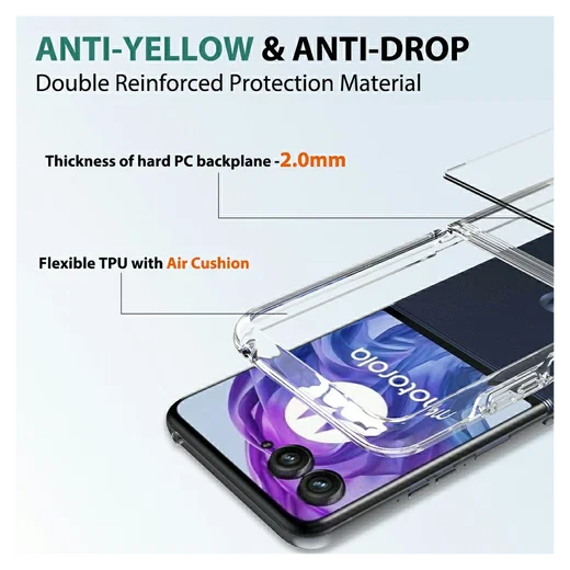 Motorola Razr 60 Ultra Hoesje Acryl Back Cover Transparant afbeelding 5