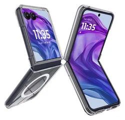 Motorola Razr 60 Ultra Hoesje met MagSafe Acryl Back Cover Transparant afbeelding