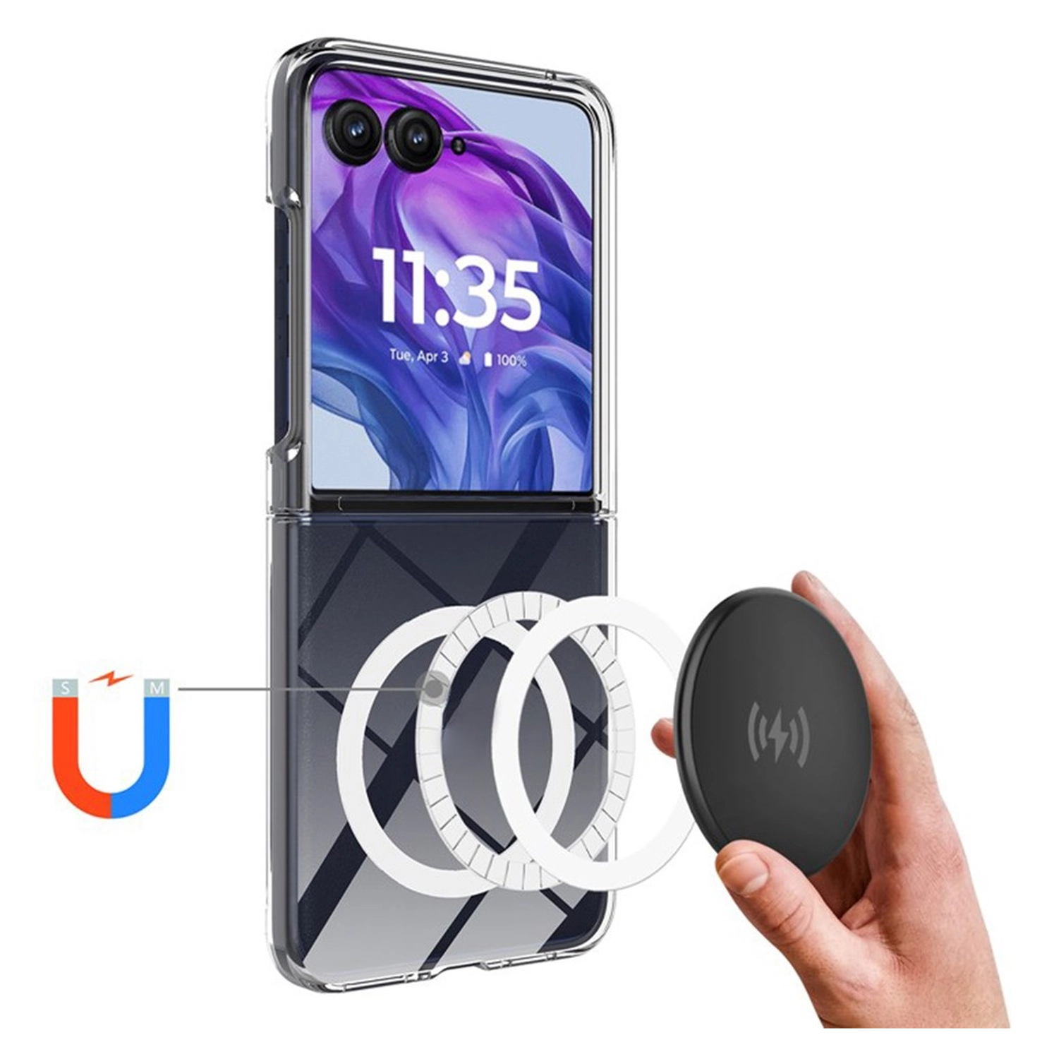 Motorola Razr 60 Ultra Hoesje met MagSafe Acryl Back Cover Transparant afbeelding 2