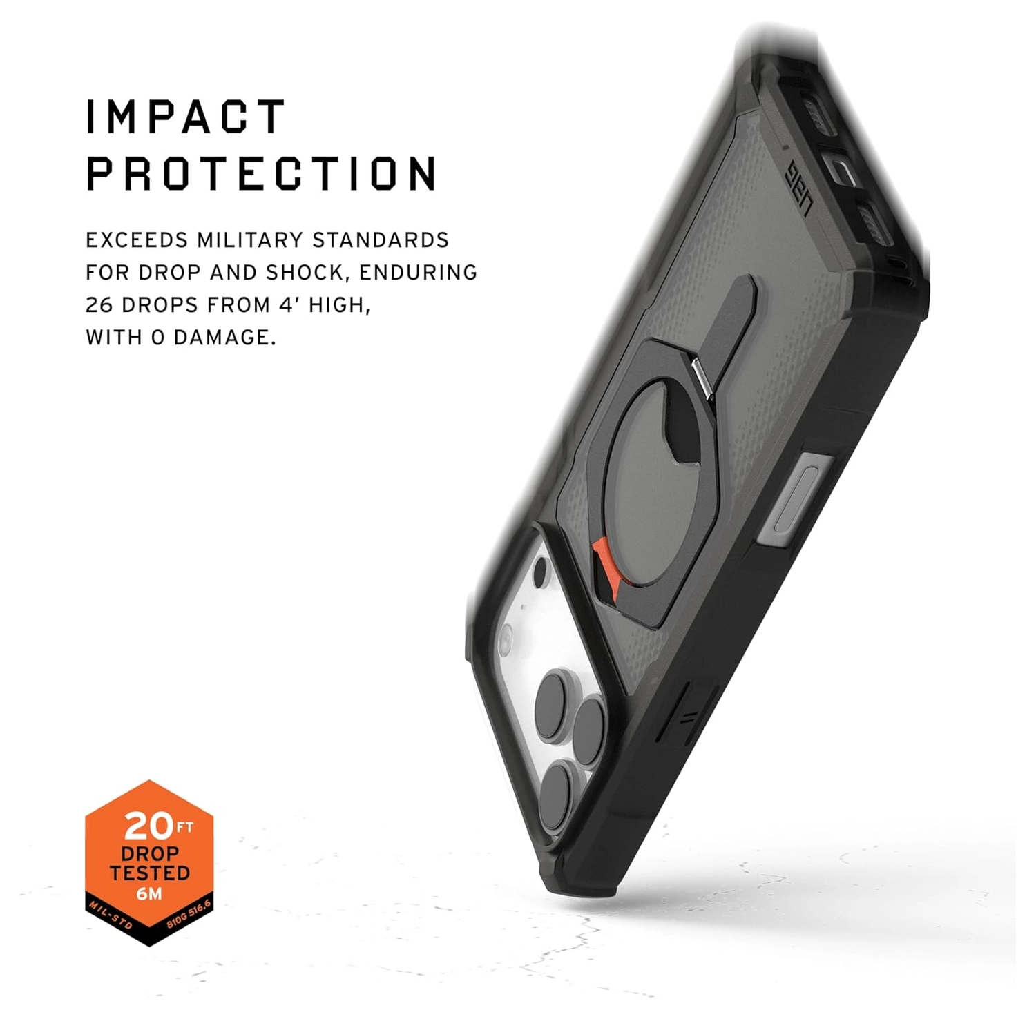 UAG Plasma XTE iPhone 17 Pro Max Hoesje MagSafe Stand Back Cover Zwart Oranje afbeelding 4