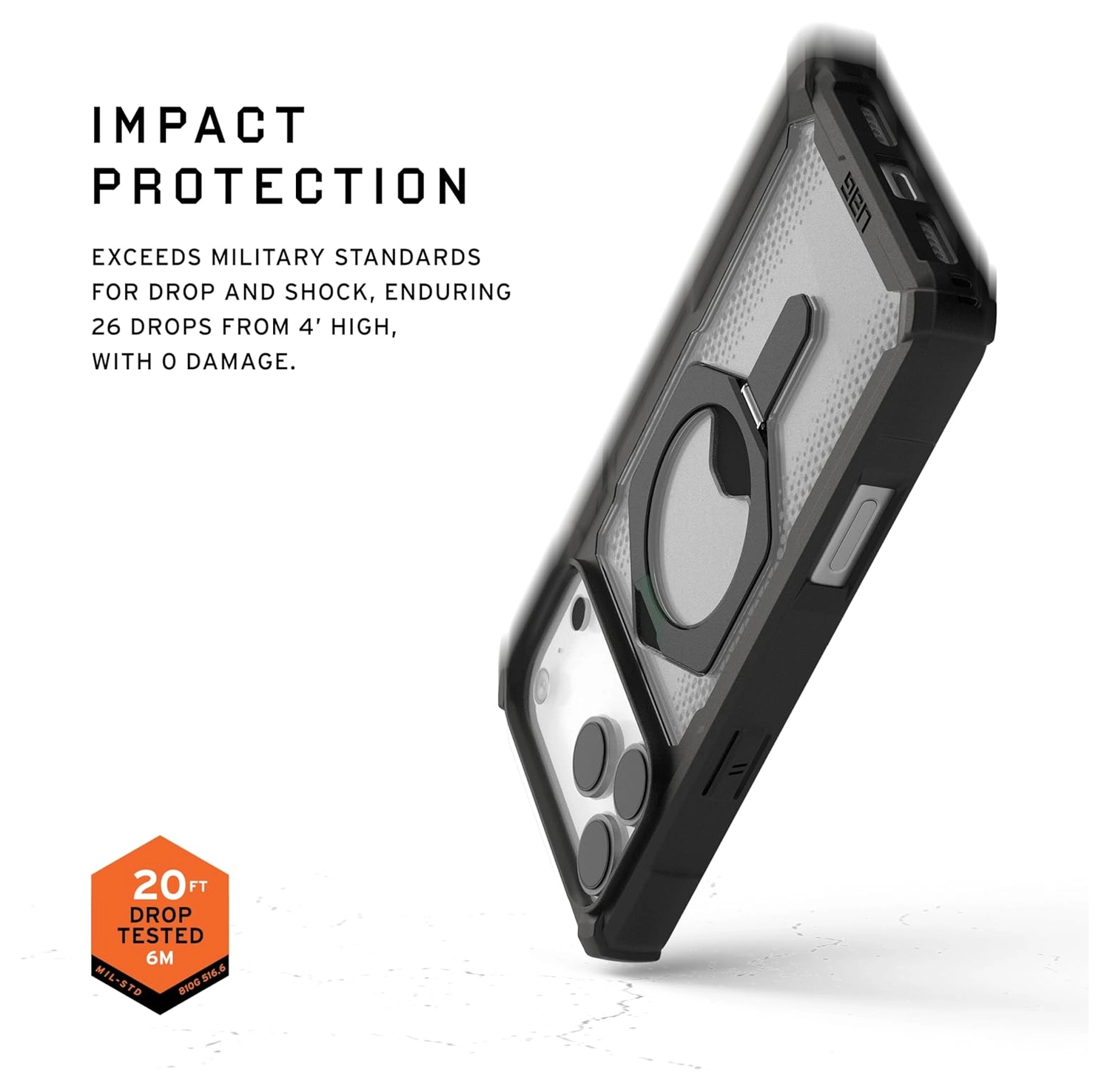 UAG Plasma XTE iPhone 17 Pro Max Hoesje MagSafe Stand Back Cover Clear Zwart afbeelding 4