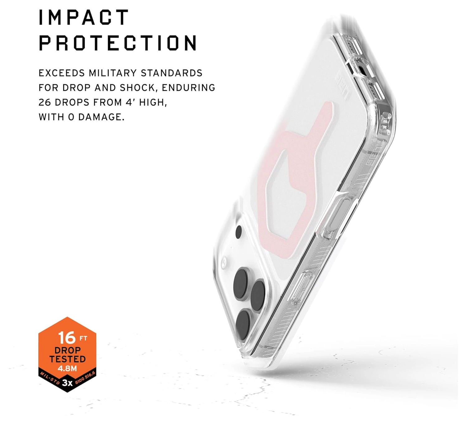 UAG Plyo Pro iPhone 17 Pro Hoesje MagSafe Back Cover Ice Roze Goud afbeelding 4