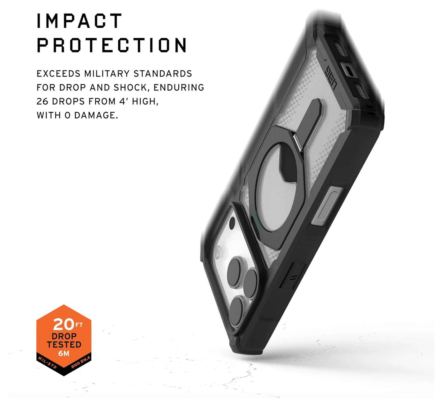 UAG Plasma XTE iPhone 17 Pro Hoesje MagSafe Stand Back Cover Transparant Zwart afbeelding 3